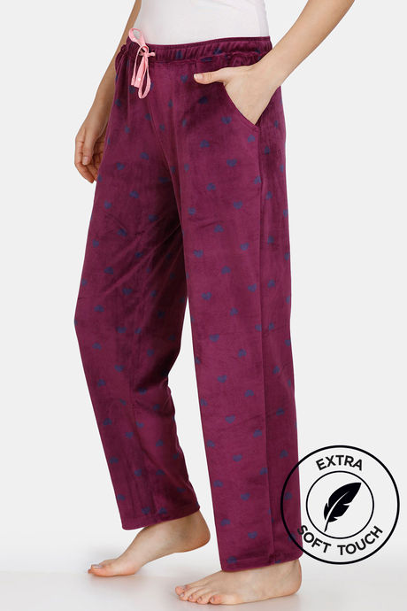 Zivame Supersoft Velour Knit Pyjama - Potent Purple — image 2